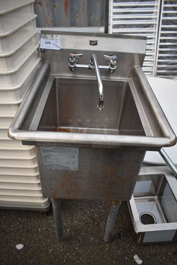 Duke Stainless Steel Commercial Single Bay Sink w/ Faucet and Handles.  - Image 1 of 5