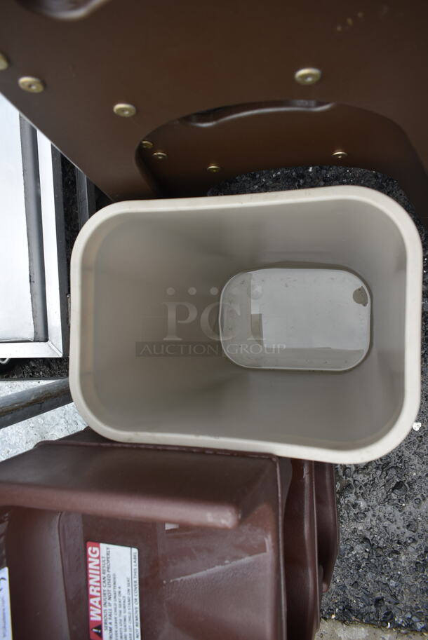 ALL ONE MONEY! Lot of 2 Koala Kare Brown High Chairs, 3 Brown Booster Seats and 2 Tan Trash Cans. - Image 5 of 5