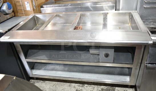 Stainless Steel Commercial Electric Powered Steam Table w/ 2 Under Shelves. 
