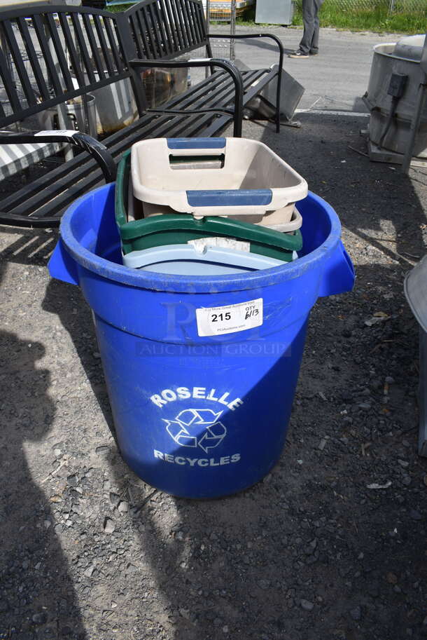 ALL ONE MONEY! Recycling Bin w/ Various Trashcans - Image 1 of 2