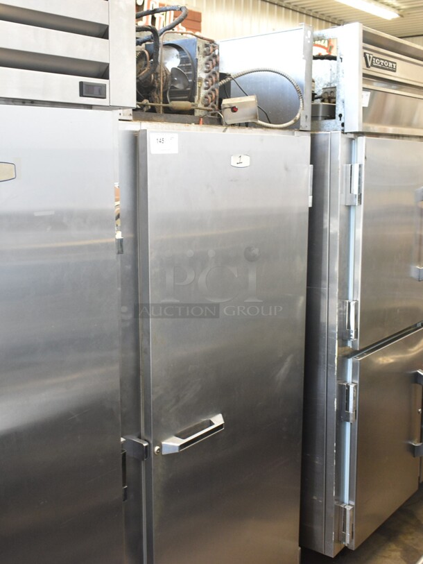 Victory Stainless Steel Commercial Single Door Reach In Cooler. Tested and Does Not Power On
 - Image 1 of 4