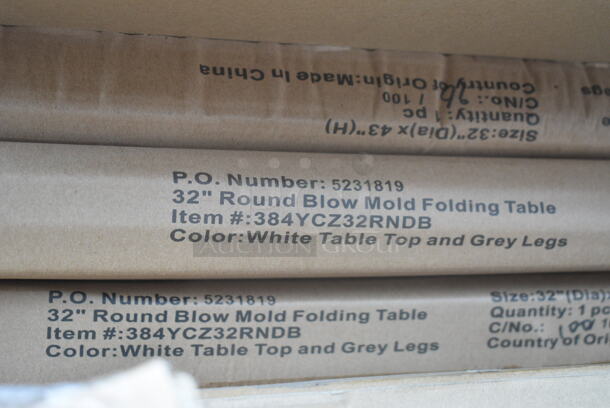 5 BRAND NEW SCRATCH AND DENT! 384YCZ32RNDB Lancaster Table & Seating 32" Round Granite White Heavy-Duty Blow Molded Bar Height Plastic Folding Table. 5 Times Your Bid! May Be Missing Pieces.  - Image 4 of 6