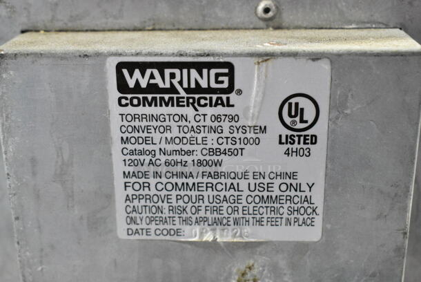 Waring CTS1000 Stainless Steel Commercial Countertop Conveyor Toaster Oven. 120 Volts, 1 Phase. Cannot Test Due To Missing Power Switch - Image 6 of 6