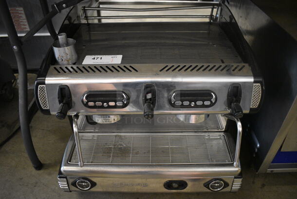 La Spaziale Stainless Steel Commercial Countertop 2 Group Espresso Machine w/ 2 Steam Wands. 208 Volts, 1 Phase. 23x21x21