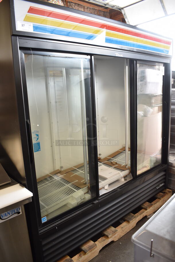 BRAND NEW SCRATCH AND DENT! 2024 True GDM-69-HC-LD Metal Commercial 3 Door Reach In Cooler Merchandiser w/ Poly Coated Racks. Missing Center Door. 115 Volts, 1 Phase. Tested and Working! - Image 2 of 9