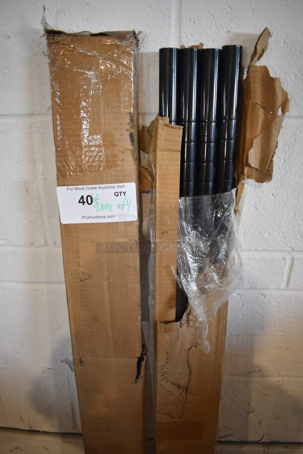 ALL ONE MONEY! Lot of 2 Boxes of 4 BRAND NEW! Regency Black Finish Poles. 65