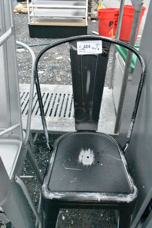 15 Metal Bar Height Tolix Style Chairs Including Black, White and Silver Finish. 15 Times Your Bid!  - Image 8 of 8