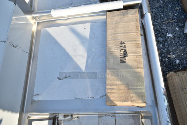 BRAND NEW SCRATCH AND DENT! Regency Spec Line 16-Gauge Stainless Steel Three Compartment Commercial Sink with Galvanized Steel Legs and 2 Drainboards. Bays 24x24x14. Drain Boards 22.5x22. No Legs.  - Image 6 of 8