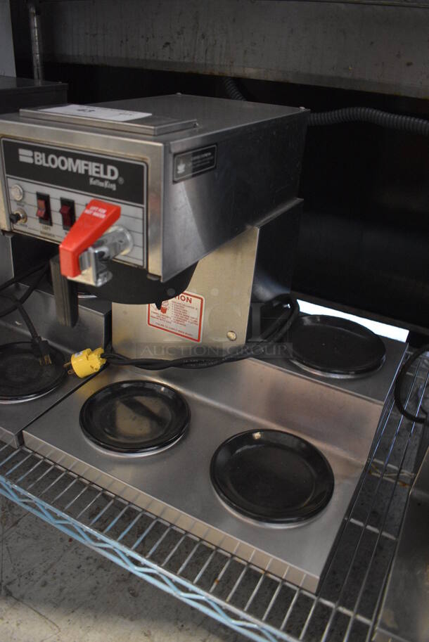 Bloomfield Koffee King Stainless Steel Commercial Countertop 3 Burner Coffee Machine w/ Hot Water Dispenser and Poly Brew Basket. 16x16x17 - Image 2 of 5