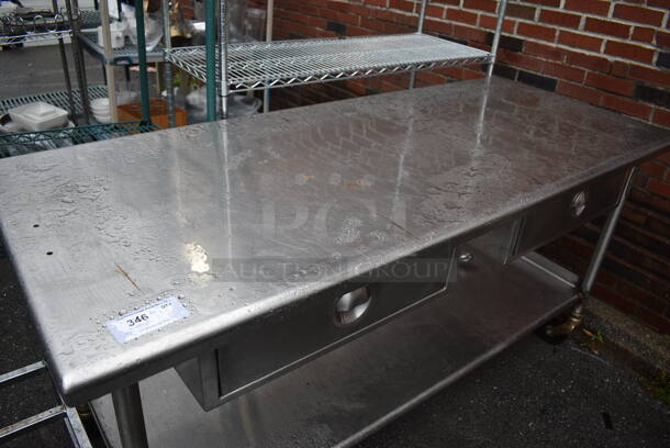 Stainless Steel Table w/ 2 Drawers and Under Shelf on Commercial Casters. 72x30x36 - Image 2 of 6
