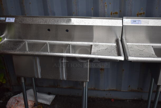 BRAND NEW SCRATCH AND DENT! KoolMore Stainless Steel Commercial 3 Bay Sink w/ Dual Drain Boards. 54x21x45. Bays 10x14x10 - Image 3 of 4