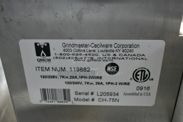 Grindmaster Cecilware CH-75N Stainless Steel Commercial Countertop Coffee Machine. 120/208 Volts, 1 Phase.  - Image 5 of 5