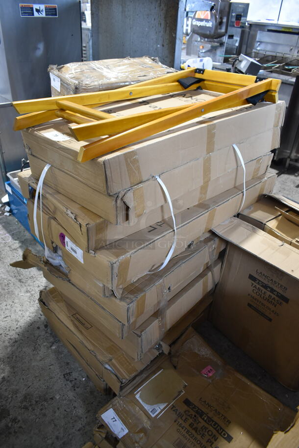 12 BRAND NEW IN BOX Lancaster Table & Seating 371TS32LTBRN 32" Light Brown Serving Tray Stands. 12 Times Your Bid! - Image 2 of 5