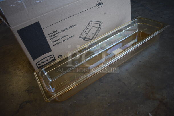 6 BRAND NEW IN BOX! Rubbermaid Poly Amber Colored 1/2 Size Long Drop In Bins. 1/2Lx2.5. 6 Times Your Bid! - Image 4 of 6