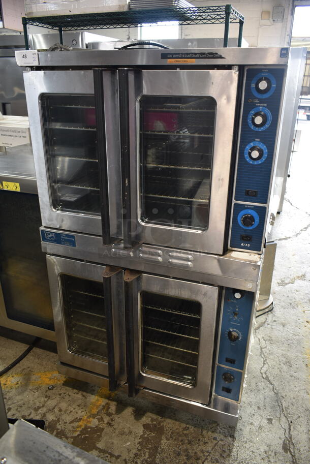 2 Duke Stainless Steel Commercial Gas Powered Full Size Convection Ovens w/ View Through Doors, Metal Oven Racks and Thermostatic Controls. 2 Times Your Bid!