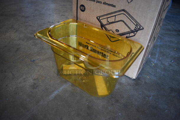 6 BRAND NEW IN BOX! Rubbermaid Poly Amber Colored 1/9 Size Drop In Bins. 1/9x4. 6 Times Your Bid! - Image 2 of 4
