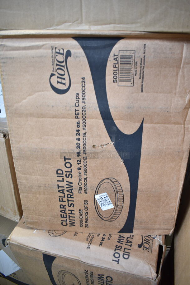 PALLET LOT of 25 BRAND NEW Boxes Including 2 Box 500LFLAT Choice Clear Flat Lid with Straw Slot - 9, 12, 16, 20, and 24 oz. - 1000/Case, 500TO993C3 Choice 9" x 9" x 3" Microwaveable 3-Compartment Black / Clear Plastic Hinged Container - 100/Case, 2 Box 127DM12BULK Choice 12 oz. Ultra Clear PET Plastic Round Deli Container - 500/Case, 127RD12BULK Choice 12 oz. Customizable Microwavable Translucent Round Deli Container - 500/Case, 2 Box 5002TPJPREM Lavex Premium 2-Ply 720' Universal Jumbo Toilet Paper Roll with 9" Diameter - 12/Case, 129MCS38B Choice 38 oz. Black Rectangular Microwavable Heavy Weight Container with Lid 8 3/4" x 6 1/4" x 2" - 150/Case, Carlisle KL12705 Kingline 12" x 9" x 1 3/16" Red Oval Platter - 12/Case, Choice 4 oz Portion Cups, 5004NAP1/4WH Choice White Linen-Feel 1/4 Fold Dinner Napkin - 800/Case, 3 Box 394365L Noble Products Powder-Free Disposable Clear Vinyl Gloves for Foodservice - Large - 1000/Case, 500TO883 Choice 8" x 8" x 3" Microwaveable 1-Compartment Black / Clear Plastic Hinged Container - 100/Case, 19343C Arcoroc 16 oz. Customizable Fully Tempered Mixing Glass / Pint Glass by Arc Cardinal - 24/Case, 612605070 Choice Full Size Foil Steam Table Pan Deep 3 3/8" Depth - Full Size Deep - 50/Case, 760FFMEDFRY Choice Medium 12 oz. Paper Scoop Cup with Fry Design - 1000/Case. 25 Times Your Bid! - Image 3 of 12