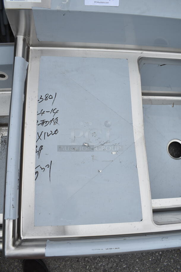 BRAND NEW SCRATCH AND DENT! Regency 600S32424218 Stainless Steel Commercial 3 Bay Sink w/ Dual Drain Board. Bays 24x24x14. No Legs. - Image 8 of 9