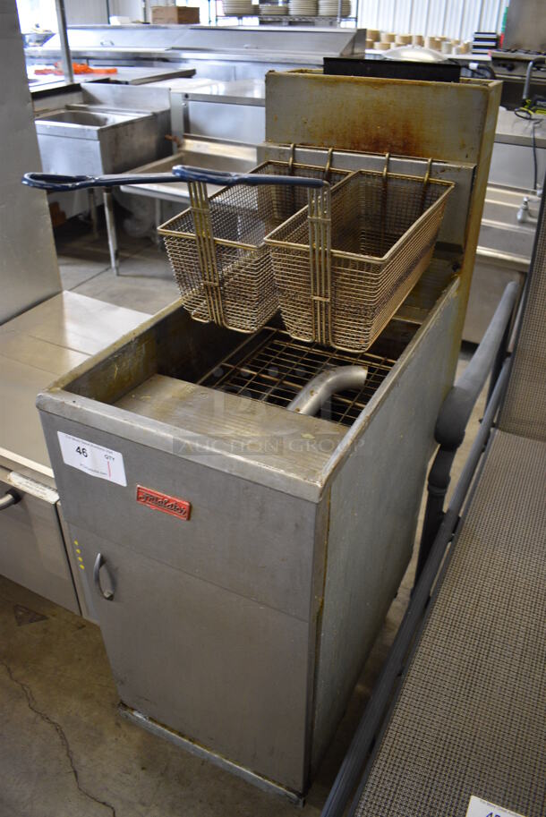 2018 Pitco Frialator Model 40S Stainless Steel Commercial Floor Style Natural Gas Powered Deep Fat Fryer w/ 2 Metal Fry Baskets. 105,000 BTU. 15.5x30x48 - Image 2 of 6