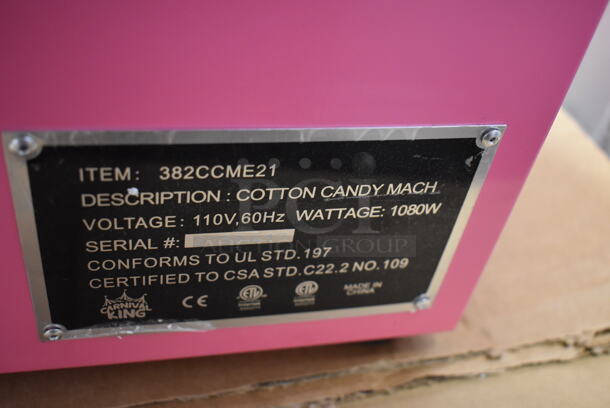 IN ORIGINAL BOX! Carnival King 382CCME21 Stainless Steel Commercial Countertop Cotton Candy Machine. 110 Volts, 1 Phase. 20.5x20.5x16. Tested and Does Not Power On - Image 6 of 6