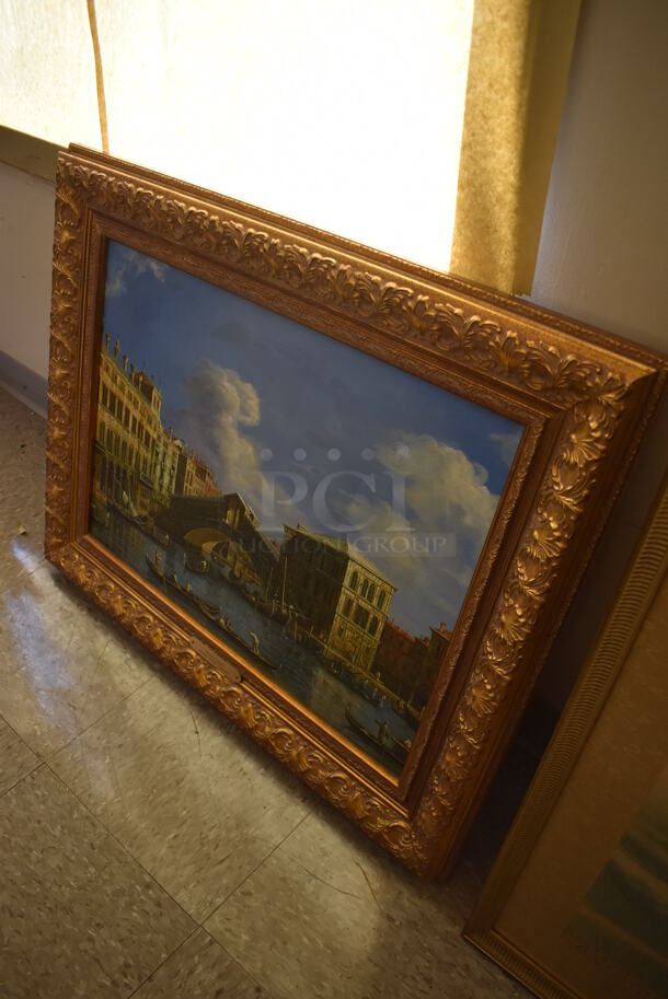 Framed Canvas Painting of Venice, a View of the Grand Canal by Canaletto. - Image 2 of 5