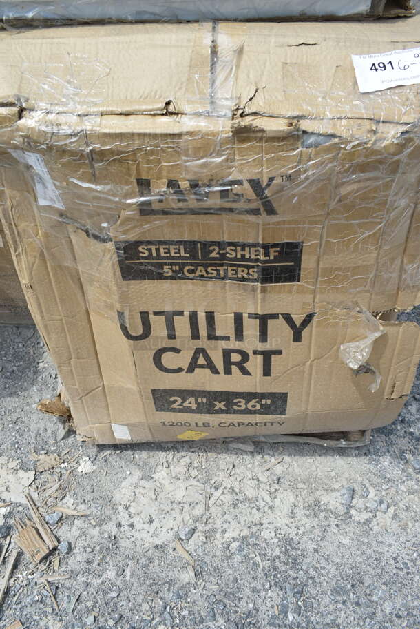 BRAND NEW SCRATCH AND DENT! Lavex 257FSUC24362 36" x 24" x 35" Two Shelf Steel Utility Cart - Fully Welded - Image 2 of 3