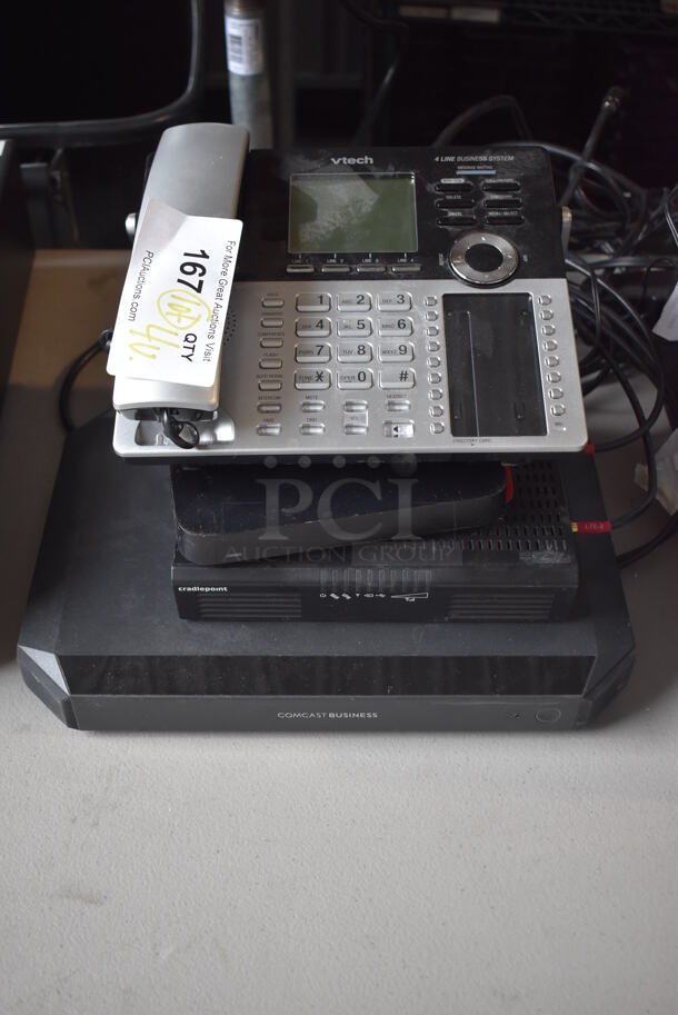 ALL ONE MONEY! Lot of 4 Various Items Including Vtech Telephone, Cisco Meraki Z3, Cradlepoint Router and CBR-T Router. - Image 1 of 9