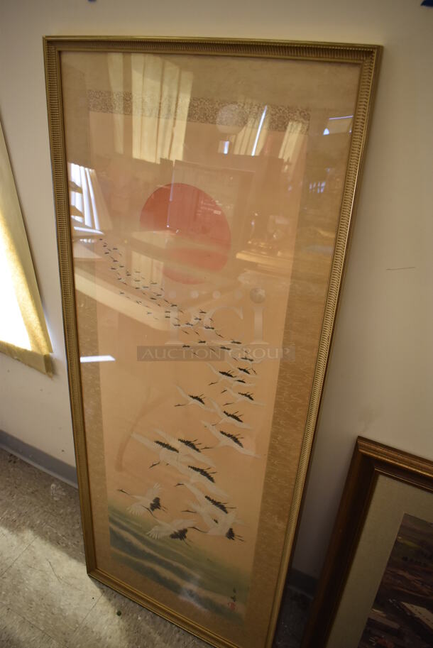 Framed Picture of Cranes Flying Into a Rising Sun - Image 2 of 6