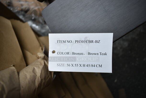 46 BRAND NEW! BFM Seating PH301CBR-BZ Brown Outdoor Dining Height Chair w/ Arm Rests. 46 Times Your Bid! - Image 6 of 6