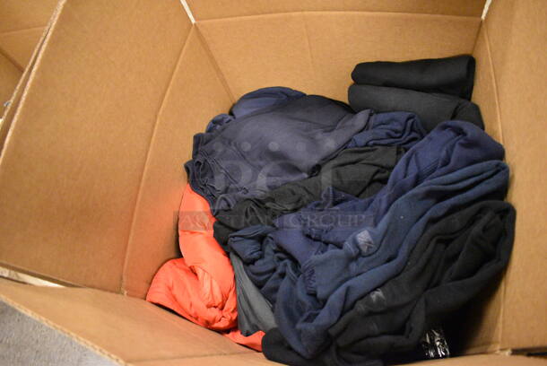 ALL ONE MONEY! Box Lot of Various Men's Shirts Including Kirkland Brand Size Large Sweaters, Cutter & Buck Jackets, and Sweatshirts - Image 2 of 7