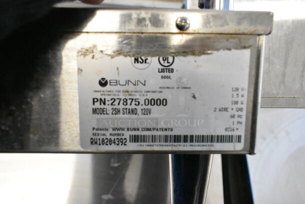 2016 Bunn 2SH STAND Stainless Steel Commercial Countertop Double Satellite Server Stand. 120 Volts, 1 Phase.  - Image 4 of 5