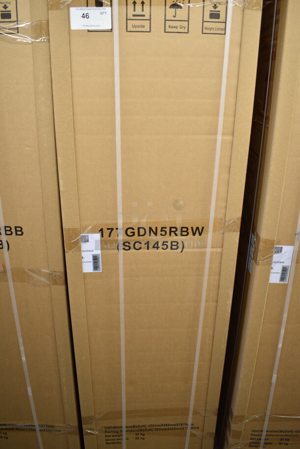 BRAND NEW! Galaxy 177GDN5RBW Metal Commercial Single Door Reach In Cooler Merchandiser w/ Poly Coated Racks and Red, White, and Blue LED Lighting. 110-120 Volts, 1 Phase. - Image 2 of 3