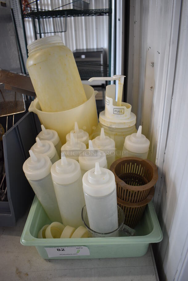 ALL ONE MONEY! Lot of Various Poly Items Including Condiment Bottles in Poly Full Size Drop In Bin