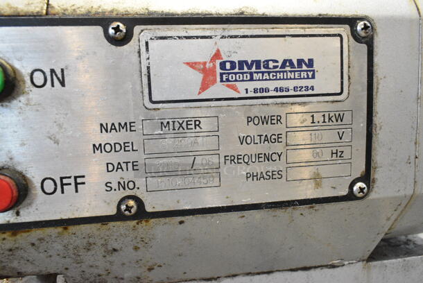 Omcan SP200AT Metal Commercial Countertop 20 Quart Planetary Dough Mixer w/ Bowl Guard. 110 Volts, 1 Phase. Tested and Does Not Power On - Image 6 of 6