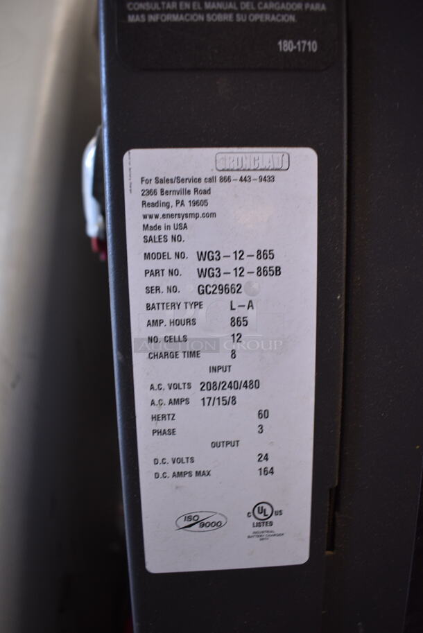 Enersys WG3-12-865Enforcer Ferro Metal Battery Charger. 208/240/480 Volts, 3 Phase.  - Image 6 of 6