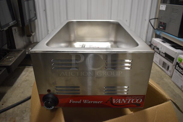 IN ORIGINAL BOX! Avantco Model 177W50 Stainless Steel Commercial Countertop Food Warmer. 120 Volts, 1 Phase. 14.5x22.5x9.5. Tested and Working!