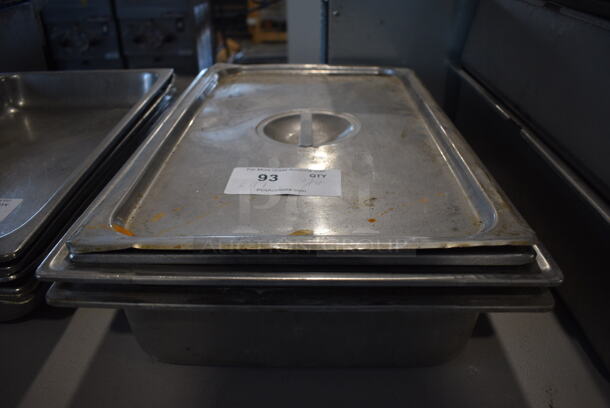 4 Stainless Steel Full Size Drop In Bins and 1 Lid. 1/1x4. 4 Times Your Bid!