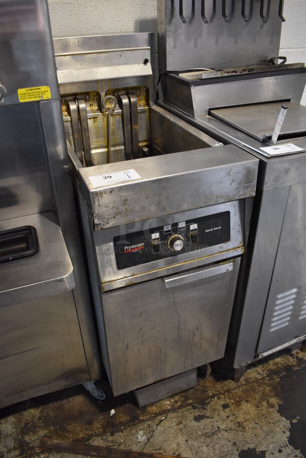 Frymaster H122SD Stainless Steel Commercial Floor Style Electric Powered Deep Fat Fryer on Commercial Casters. 240 Volts, 3 Phase.  - Image 2 of 6
