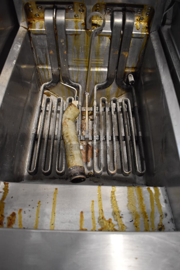 Frymaster H122SD Stainless Steel Commercial Floor Style Electric Powered Deep Fat Fryer on Commercial Casters. 240 Volts, 3 Phase.  - Image 4 of 6