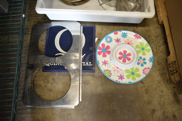 ALL ONE MONEY! Lot of Various Items Including Pie Cutter, Serving Tray, Adapter Plate, Bar Mat and Skimmer in Poly Bin - Image 2 of 4