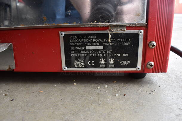 Carnival King Model 382PM30R Metal Commercial Countertop Popcorn Machine. 110 Volts, 1 Phase. 22x16.5x30. Tested and Working! - Image 4 of 4