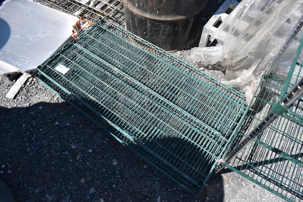 ALL ONE MONEY! Lot of 3 Green Finish Wire Shelves. 48x24x1.5 - Image 3 of 3