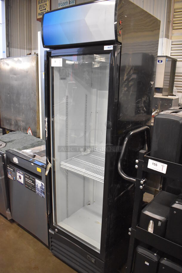BRAND NEW SCRATCH AND DENT! KoolMore MDR-1GD-13C Metal Commercial Single Door Reach In Cooler Merchandiser w/ Poly Coated Racks. 115 Volts, 1 Phase. 23x24x78. Tested and Working! - Image 2 of 5