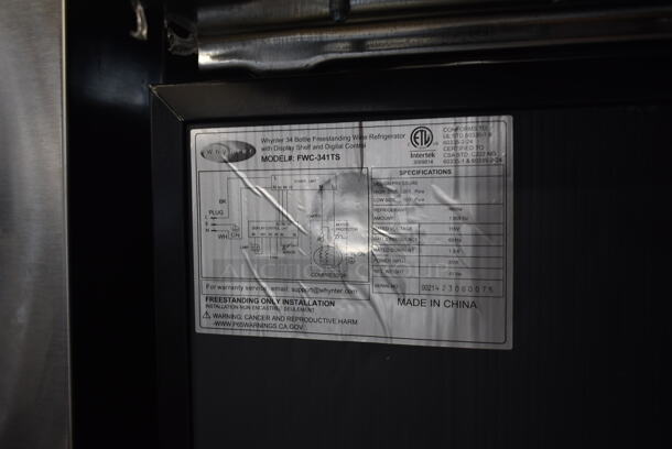 BRAND NEW SCRATCH AND DENT! Whynter FWC-341TS 34 Bottle Freestanding Stainless Steel Wine Refrigerator Merchandiser with Display Shelf and Digital Control. 115 Volts, 1 Phase. Tested and Working! - Image 4 of 4