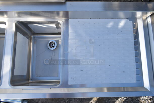 BRAND NEW SCRATCH AND DENT! Regency 600B31014219 Stainless Steel 3 Bowl Underbar Sink with Two Large Drainboards. Bays 10x14x10. Drain Boards 17.5x14.5 - Image 4 of 7
