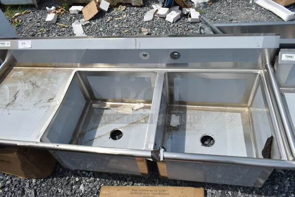 BRAND NEW SCRATCH AND DENT! Regency 600S2242424L Stainless Steel 2 Bay Sink w/ Left Side Drain Board and Faucet Set. Bays 24x24x14. Drain Board 17x21. No Legs.  - Image 7 of 9