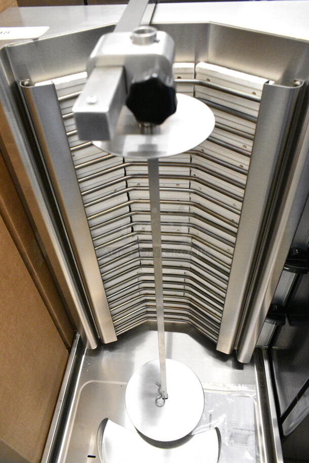 BRAND NEW SCRATCH AND DENT! Visvardis DE 3A Stainless Steel 90 Lb Electric Gyro Machine. 208-240 Volts.  - Image 5 of 11