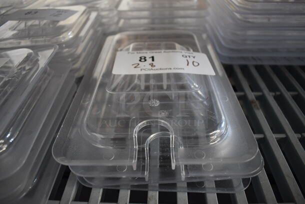 ALL ONE MONEY! Lot of 10 Clear Poly 1/4 Size Drop In Bin Lids! 2 Are Notched - Image 3 of 3