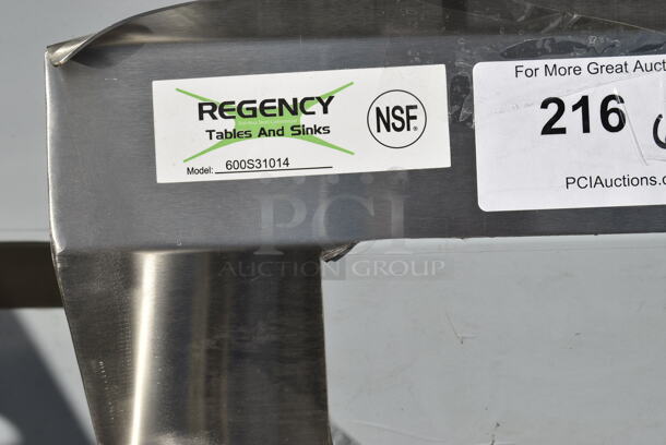 BRAND NEW SCRATCH AND DENT! Regency 600S31014 39" 16-Gauge Stainless Steel Three Compartment Commercial Sink. No Legs. 10" x 14" x 12" Bowls. - Image 5 of 5