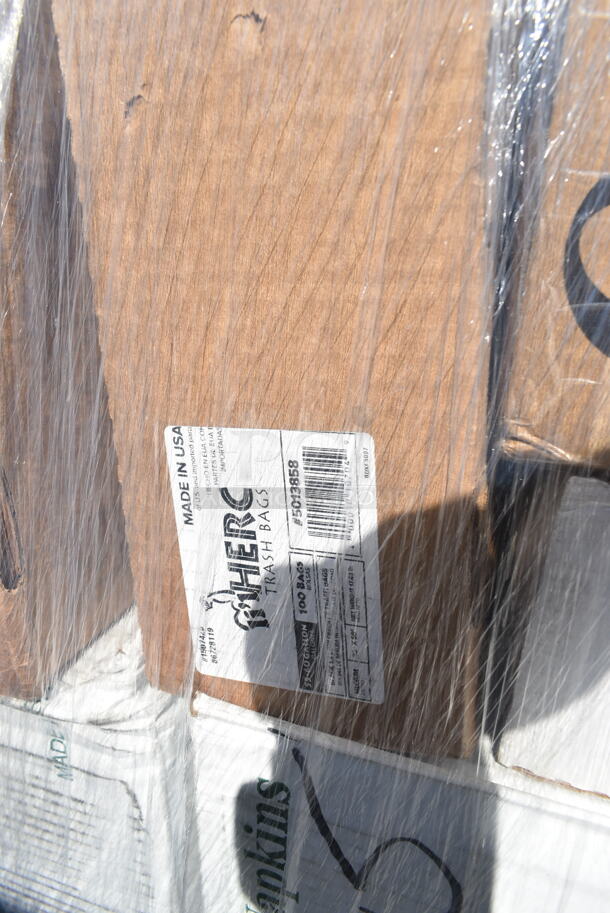 PALLET LOT of 24 BRAND NEW Boxes Including Dart 16J16 16 oz. White Customizable Foam Cup - 1000/Case, Dart 99HT1R 10" x 5 1/4" x 3" White Foam Hoagie Take Out Container with Perforated Hinged Lid - 500/Case, 50020CAFE Choice 20 oz. Café Print Poly Paper Hot Cup - 600/Case, 129MCS24B Choice 24 oz. Black Rectangular Microwavable Heavy Weight Container with Lid 8" x 5 1/4" x 2" - 150/Case, 966TALLFLDB Choice White Tall-Fold 6" x 13" Dispenser Napkin - 8000/Case, 303A45BWRAMF Acopa 4.5 oz. Bright White Fluted Porcelain Ramekin - 48/Case, 788410277WH Hoffmaster 410277 14" x 19" White Embossed Traymat with Scalloped Edge - 1000/Case, 500MFT Lavex White M-Fold (Multifold) Towel - 4000/Case, 999PTOKFT8 Kraft Microwavable Folded Paper. 24 Times Your Bid!  - Image 12 of 12
